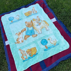 Big Oshi overall teddy Bear & animal Friends Baby Blanket